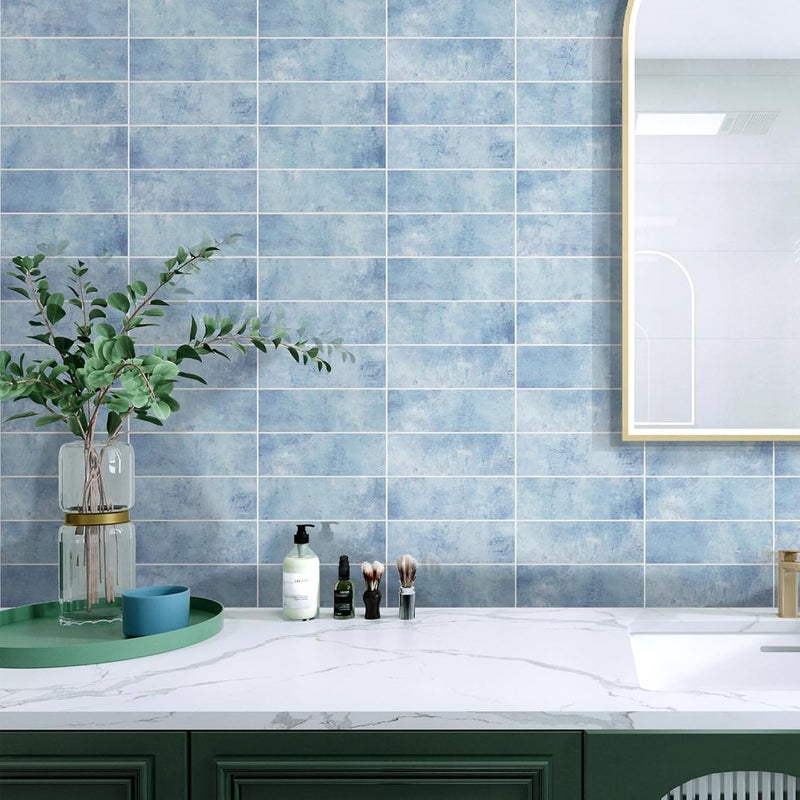 Tilingview 30 PCS Peel and Stick Backsplash Tile for Kitchen/Bathroom/Living Room, 3"x 9" Self-Adhesive Subway Tile for Backsplash, Imitation Glazed Tiles/Handmade Tiles (Glossy Sky Blue) - Image 5